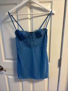 Urban Outfitters Blue Lace-Detail Slip Cami